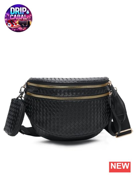 Handbags - Woven Vegan Leather Bum Bag Women Crossbody Fanny Pack with Coin Purse